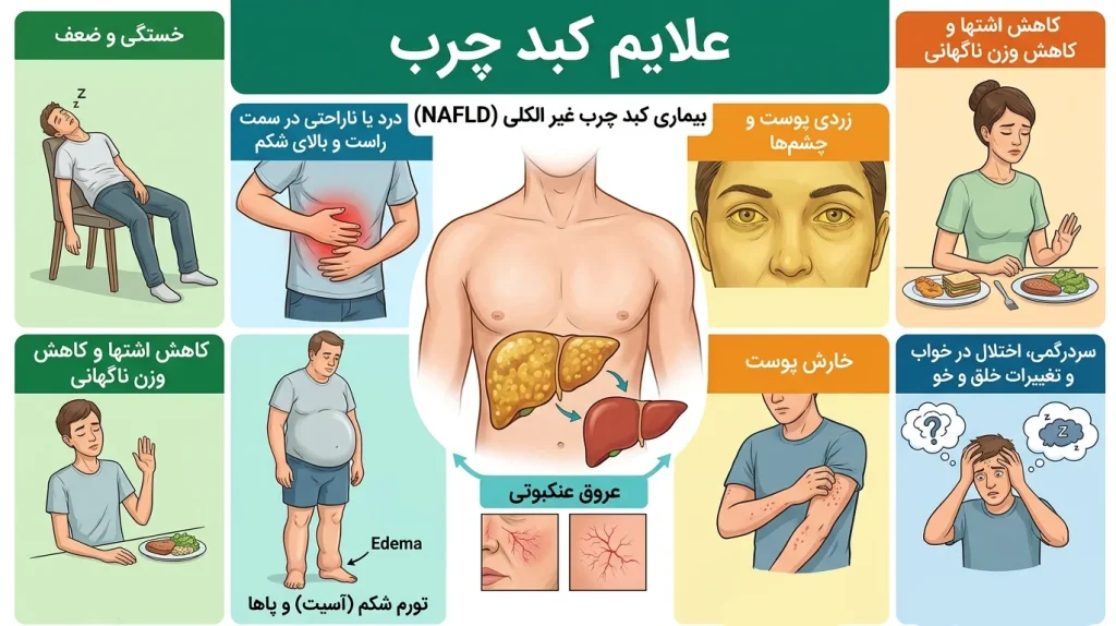 علائم اولیه، پیشرفته و جدی کبد چرب در یک نگاه